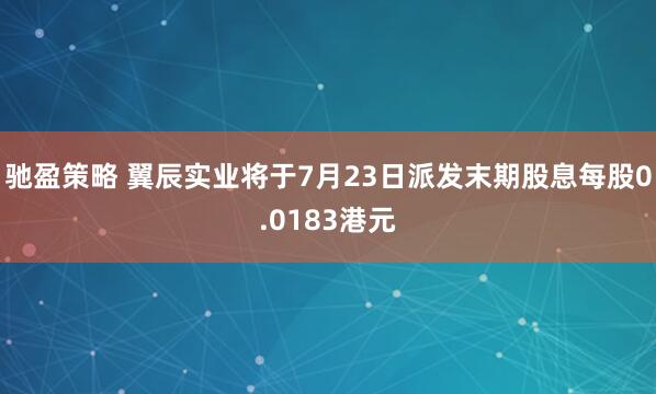驰盈策略 翼辰实业将于7月23日派发末期股息每股0.0183港元